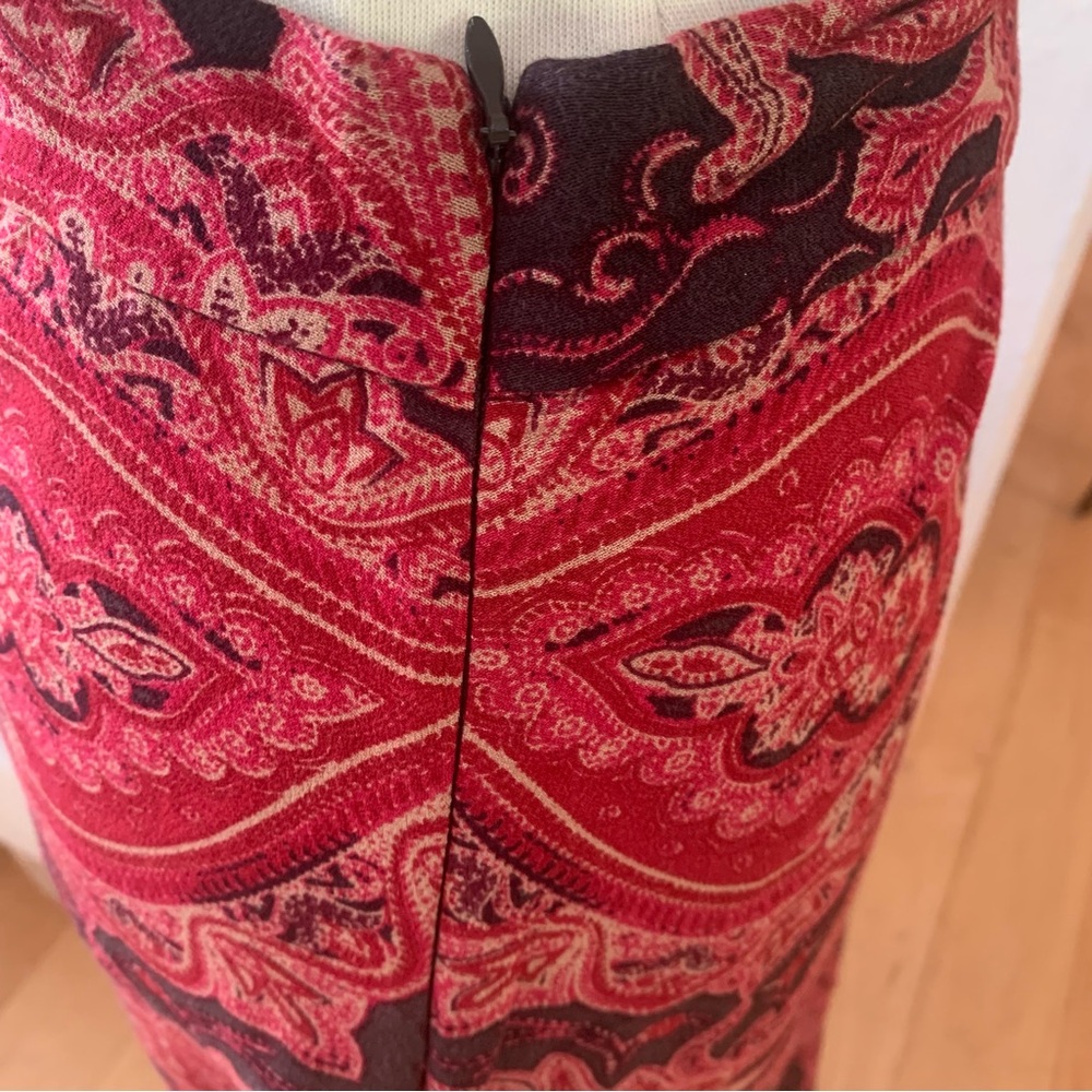 Free People „At the Shore“ boho midi A-line skirt. Red and pink tones; paisley - Picture 5 of 8